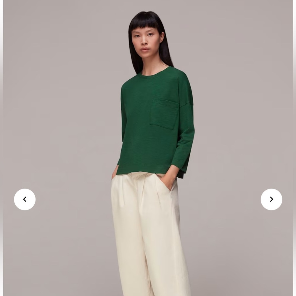 Whistles Green Organic Cotton‎ Pocket Top Women’s Size Small